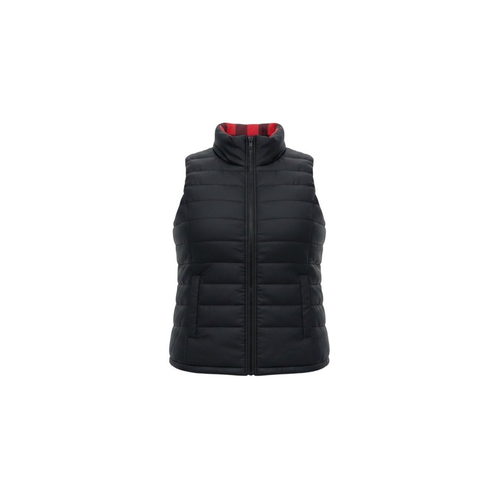 rue21 Puffer Vest Womens Medium Black NEW Buffalo Plaid Lining Quilted Zip Up